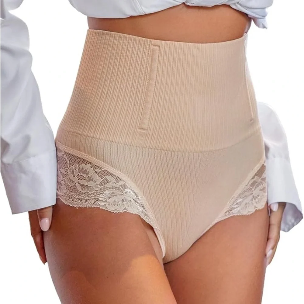 Women Seamless High Waist Tummy Body Shaper Underwear Lace Corset - Picture 1 of 9